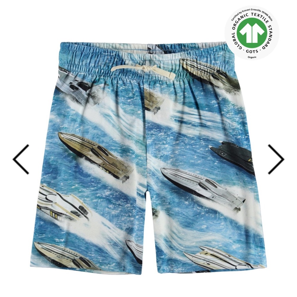 GUC Molo organic cotton shorts - Alim design - ‘Electric speed’ - sz 140 /10y